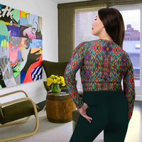 BeautDoozy ANTARES Long Sleeves Crop Top Pat - Back view on Curves Plus model