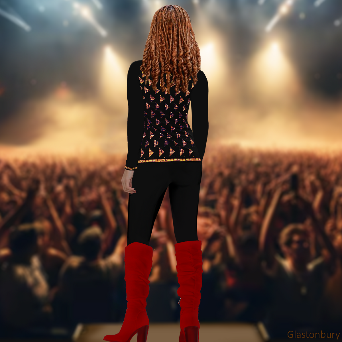 Sexy Corset Lines in Stunning DESTINY Long Sleeves Crew Top - Concert, Dance and Love