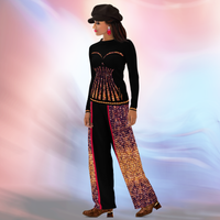 Sexy Corset Lines in Stunning DESTINY Long Sleeves Crew Top - Concert, Dance and Love