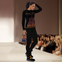 Sexy Corset Lines in Stunning DESTINY Long Sleeves Crew Top - Concert, Dance and Love