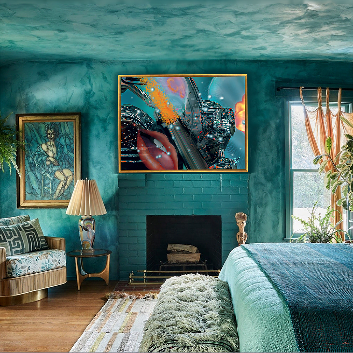 BeautDoozy Wall Art WET DREAM Giclée from the Erotic Series -Bedroom setting