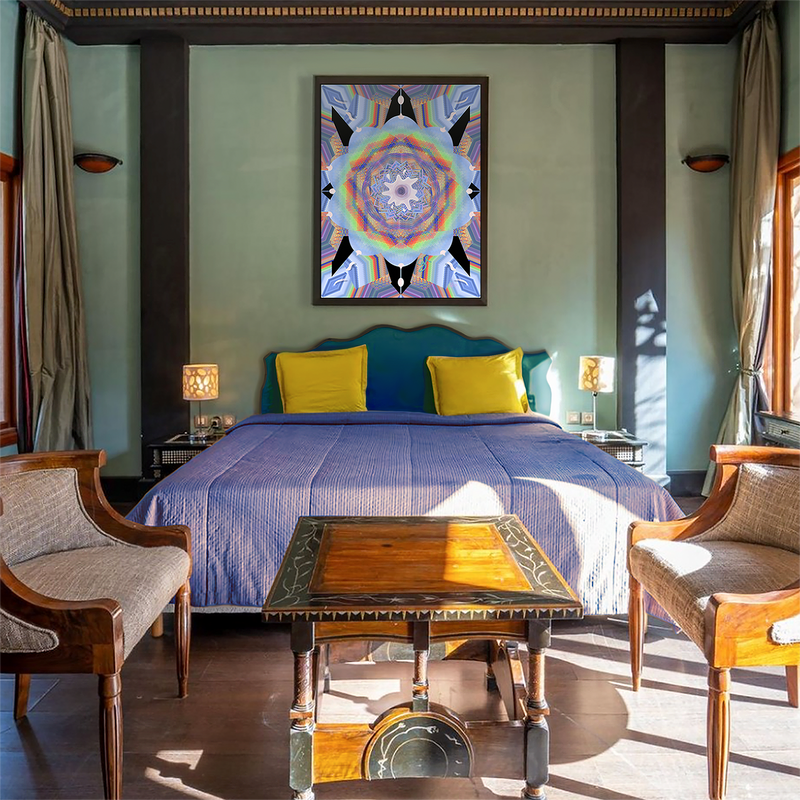 BeautDoozy Wall Art TRYNARY V Giclée from the Identity Series - Bedroom setting
