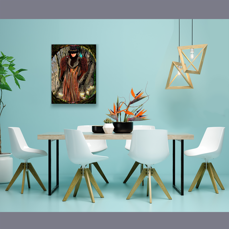 BeautDoozy Wall Art DANCING IN THE WOODS Giclée from The Inner Series - Dining room setting