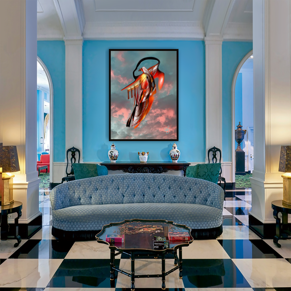 BeautDoozy Wall Art SOUL IN FLIGHT Giclée from the Inner Series - Hotel lobby setting