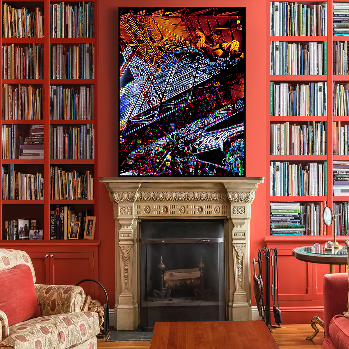 BeautDoozy Wall Art EIFFEL TOWER Giclée from The Places Series - Reading room setting