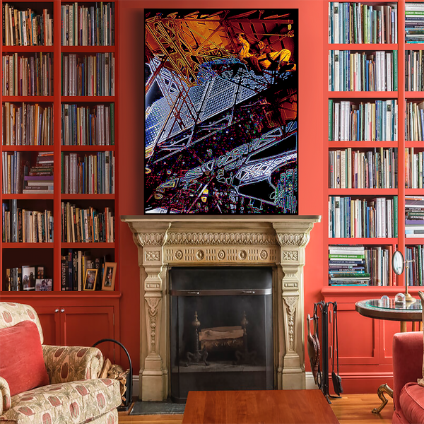 BeautDoozy Wall Art EIFFEL TOWER Giclée from The Places Series - Reading room setting