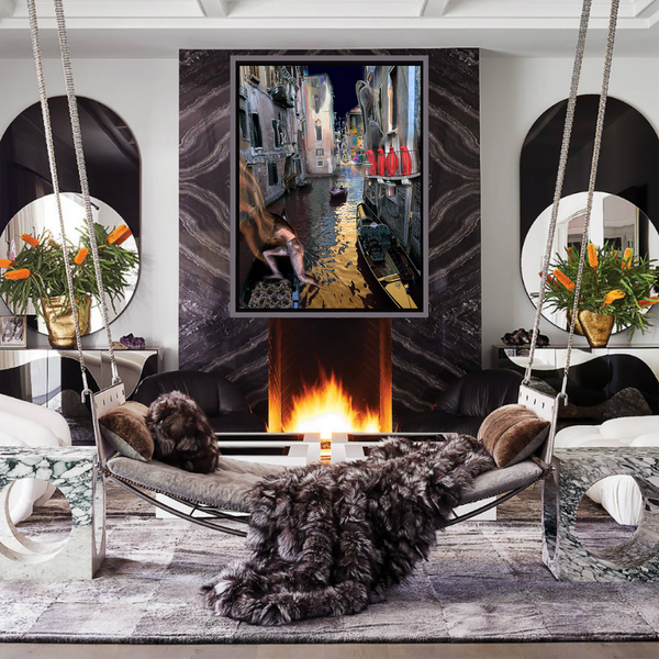 BeautDoozy Wall Art VENICE BIENNALE Giclée from the Places Series - Living room setting